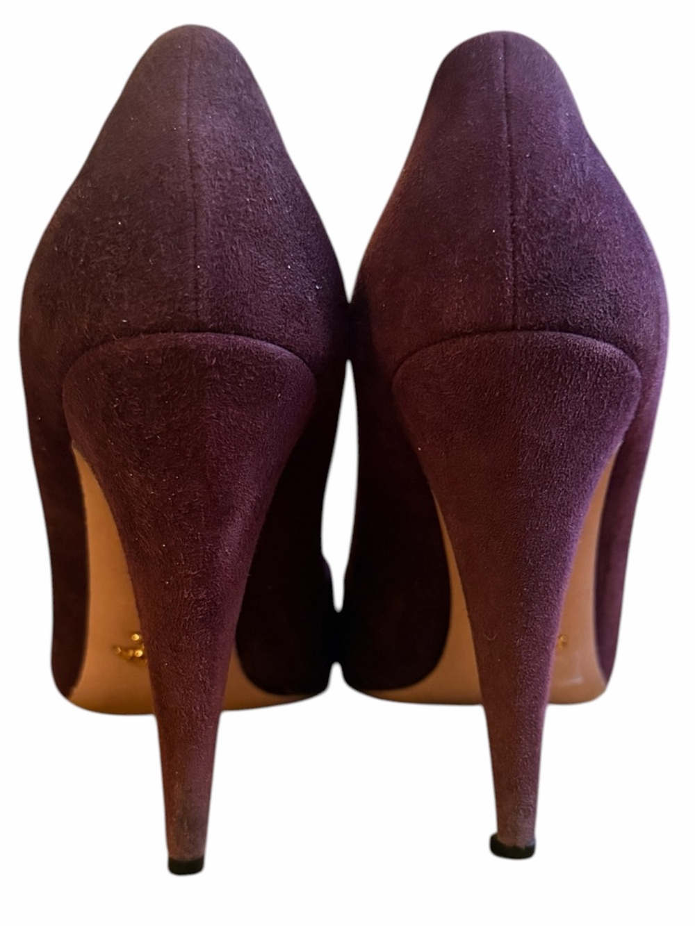 Prada Plum Suede Rosette Peep Toe Stiletto Heels EU 39 Italy - Picture 4 of 9